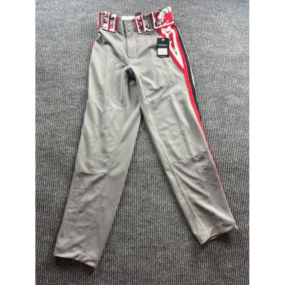 Boombah Mens Size 26 Baseball Softball  Pants Gray w/ Red White Black